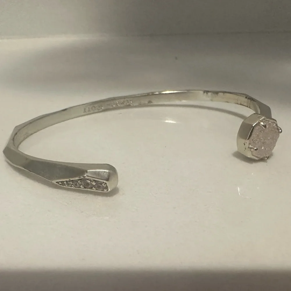 Kendra Scott Blake Bracelet Iridescent Drusy and Silver Pinch Cuff